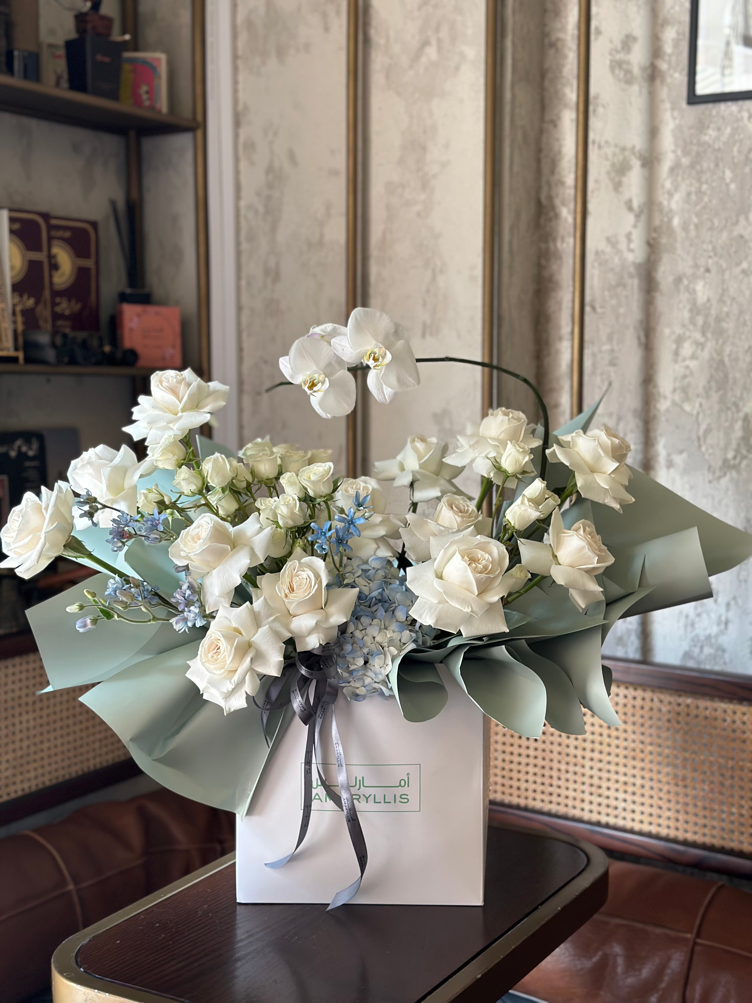 White arrangement in a bag